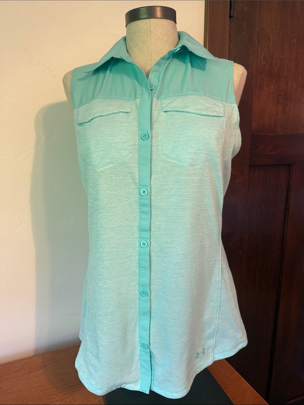 Under Armour Turquoise Sleeveless Button-Down Polo Shirt